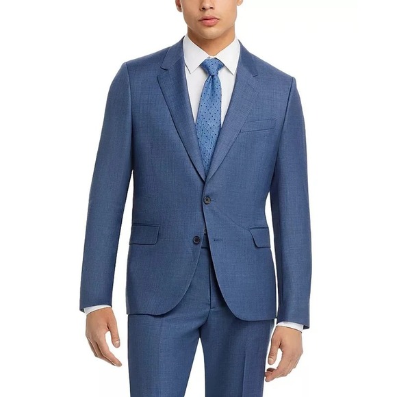 Paul Smith‎ Men's Blue Sharkskin Soho Fit Blazer Suit Jacket Size 36R Made Italy